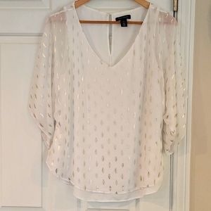 White House Black Market Silver, Goldish Blouse Size: M